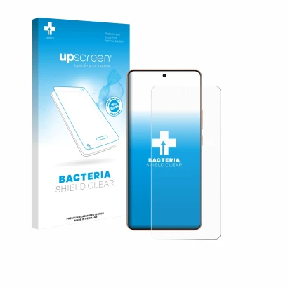 Face avant d’un emballage produit avec le logo de la marque upscreen. À côté, l’appareil realme P4 Pro 5G est représenté avec 