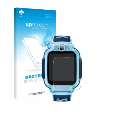 Face avant d’un emballage produit avec le logo de la marque upscreen. À côté, l’appareil Imoo Watch Phone Z3 est représenté av