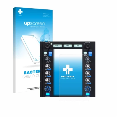 Face avant d’un emballage produit avec le logo de la marque upscreen. À côté, l’appareil Rane System One est représenté avec l