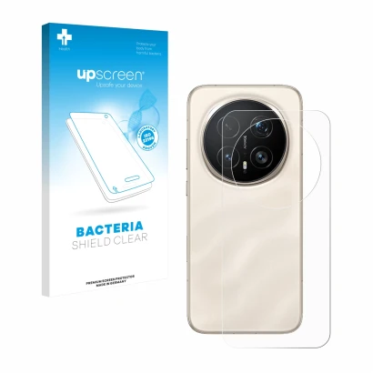 Face avant d’un emballage produit avec le logo de la marque upscreen. À côté, l’appareil Honor Magic 8 Pro (Arrière) est repré