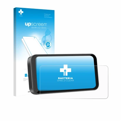 Face avant d’un emballage produit avec le logo de la marque upscreen. À côté, l’appareil Carpuride W603B 6.3" est représenté a