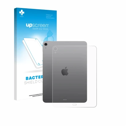 Face avant d’un emballage produit avec le logo de la marque upscreen. À côté, l’appareil Apple iPad Air 11" M4 2026 (Arrière) 