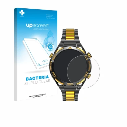 Face avant d’un emballage produit avec le logo de la marque upscreen. À côté, l’appareil Blackview W90 Pro est représenté avec