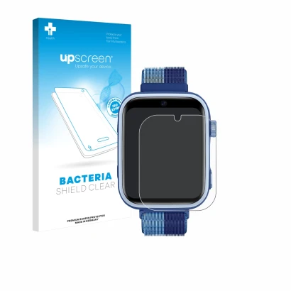 Face avant d’un emballage produit avec le logo de la marque upscreen. À côté, l’appareil Oliimptek T45 est représenté avec la 