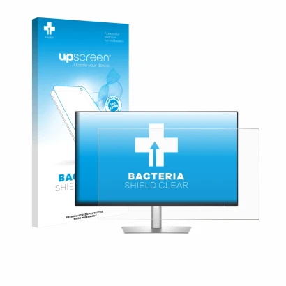 Face avant d’un emballage produit avec le logo de la marque upscreen. À côté, l’appareil Dell Professional P2426H est représen