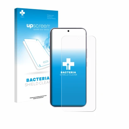 Face avant d’un emballage produit avec le logo de la marque upscreen. À côté, l’appareil Vivo V70 FE est représenté avec la pr