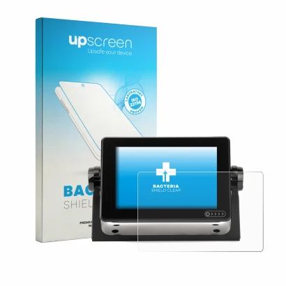 Face avant d’un emballage produit avec le logo de la marque upscreen. À côté, l’appareil Raymarine Axiom+ 7 est représenté ave