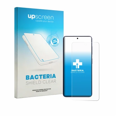Face avant d’un emballage produit avec le logo de la marque upscreen. À côté, l’appareil Samsung Galaxy S26 Enterprise Edition