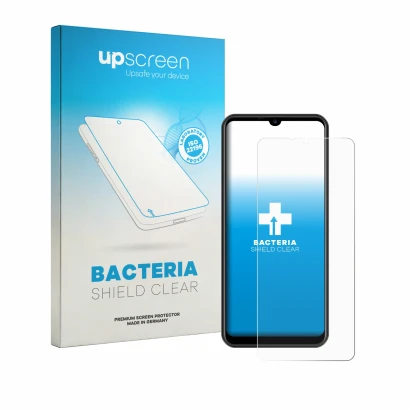 Face avant d’un emballage produit avec le logo de la marque upscreen. À côté, l’appareil Invens NOTE TK02 est représenté avec 