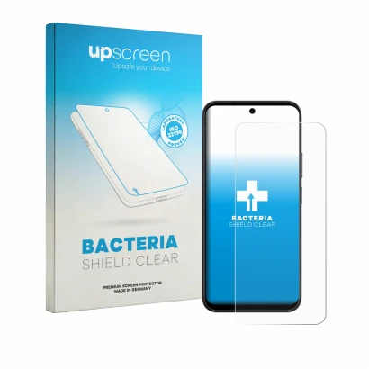 Face avant d’un emballage produit avec le logo de la marque upscreen. À côté, l’appareil Vivo Y51 Pro 5G est représenté avec l