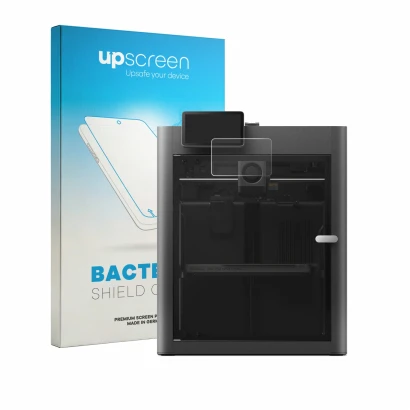 Face avant d’un emballage produit avec le logo de la marque upscreen. À côté, l’appareil Bambu Lab X2D est représenté avec la