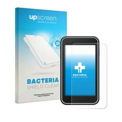 Face avant d’un emballage produit avec le logo de la marque upscreen. À côté, l’appareil Shot Scope H50 est représenté avec la