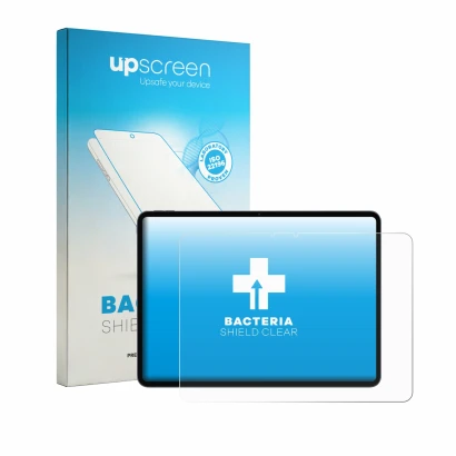 Face avant d’un emballage produit avec le logo de la marque upscreen. À côté, l’appareil OnePlus Pad 3 Pro est représenté avec