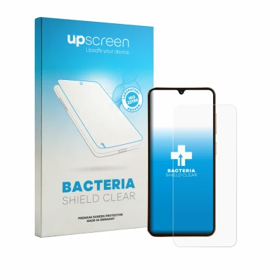 Face avant d’un emballage produit avec le logo de la marque upscreen. À côté, l’appareil Hotwav A17 Pro Max est représenté ave