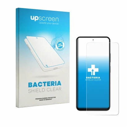 Face avant d’un emballage produit avec le logo de la marque upscreen. À côté, l’appareil Blackview Color 6 est représenté avec