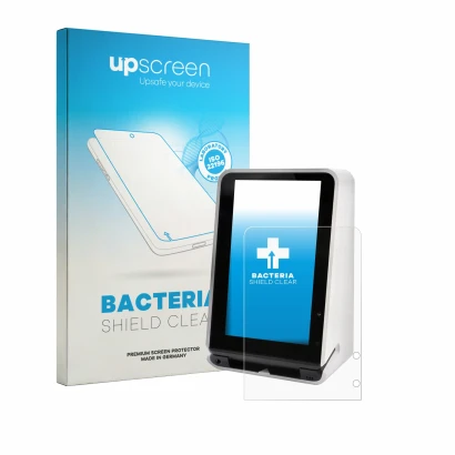 Face avant d’un emballage produit avec le logo de la marque upscreen. À côté, l’appareil SENVEND UX700 est représenté avec la