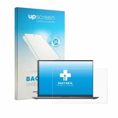 Face avant d’un emballage produit avec le logo de la marque upscreen. À côté, l’appareil LG gram 16Z90TL-G est représenté avec