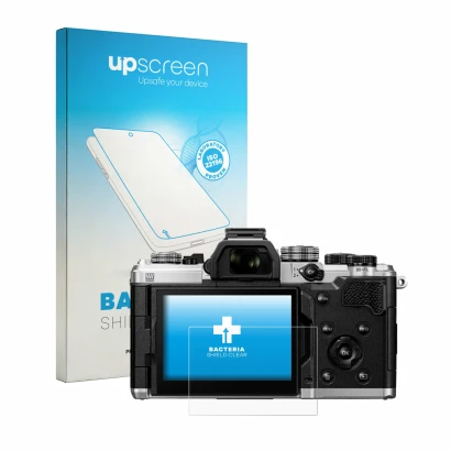 Face avant d’un emballage produit avec le logo de la marque upscreen. À côté, l’appareil OM System OM-3 ASTRO est représenté a