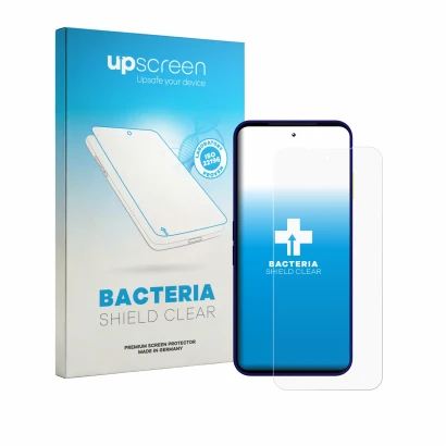 Face avant d’un emballage produit avec le logo de la marque upscreen. À côté, l’appareil Fairphone 6 Plus est représenté avec