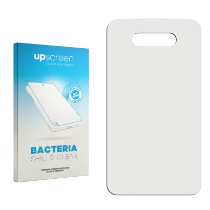 Face avant d’un emballage produit avec le logo de la marque upscreen. À côté se trouve la protection d’écran correspondante.
