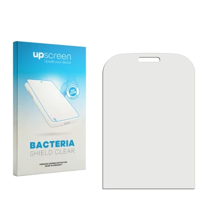 Face avant d’un emballage produit avec le logo de la marque upscreen. À côté se trouve la protection d’écran correspondante.