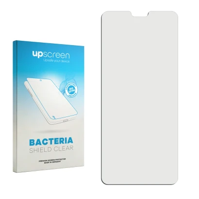 Face avant d’un emballage produit avec le logo de la marque upscreen. À côté se trouve la protection d’écran correspondante.