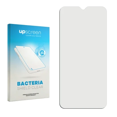 Face avant d’un emballage produit avec le logo de la marque upscreen. À côté se trouve la protection d’écran correspondante.