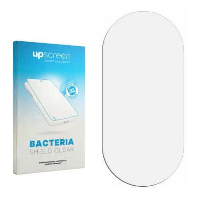 Face avant d’un emballage produit avec le logo de la marque upscreen. À côté se trouve la protection d’écran correspondante.
