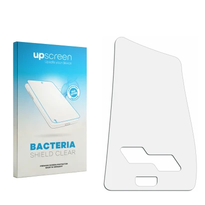 Face avant d’un emballage produit avec le logo de la marque upscreen. À côté se trouve la protection d’écran correspondante.
