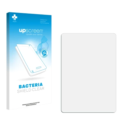 Face avant d’un emballage produit avec le logo de la marque upscreen. À côté se trouve la protection d’écran correspondante.