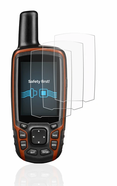 Image de l'appareil Garmin GPSMAP 64s avec une grande variété de protections d'écran.