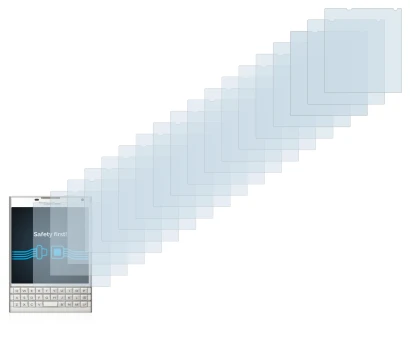 Image de l'appareil BlackBerry Passport avec une grande variété de protections d'écran.
