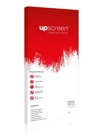 Face arrière d’un emballage produit avec le logo de la marque upscreen