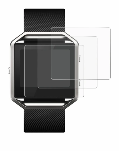 Image de l'appareil Fitbit Blaze avec une grande variété de protections d'écran.