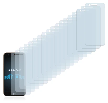 Image de l'appareil LG K10 2017 avec une grande variété de protections d'écran.