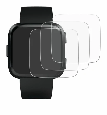 Image de l'appareil Fitbit Versa avec une grande variété de protections d'écran.