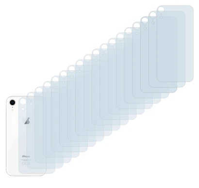 Image de l'appareil Apple iPhone XR (Le dos) avec une grande variété de protections d'écran.