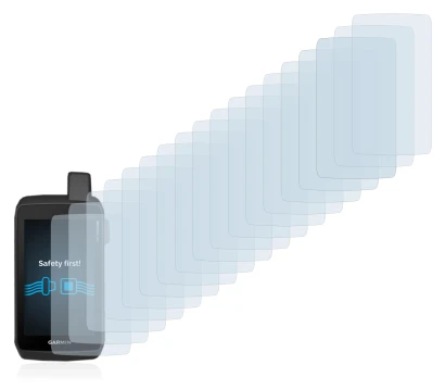 Image de l'appareil Garmin Montana 750i avec une grande variété de protections d'écran.