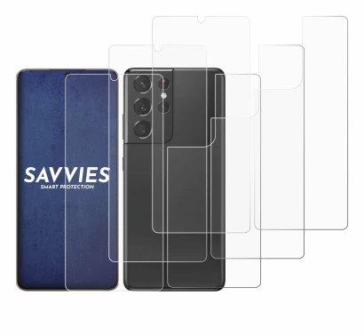 Image de l'appareil Samsung Galaxy S21 Ultra 5G (Avant+Arrière) avec une grande variété de protections d'écran.