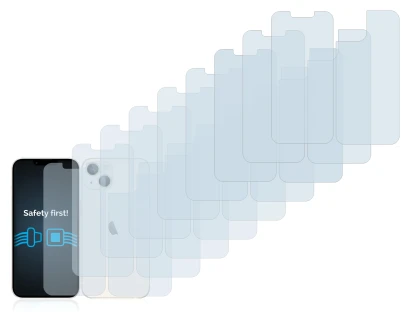 Image de l'appareil Apple iPhone 13 (Avant+Arrière) avec une grande variété de protections d'écran.