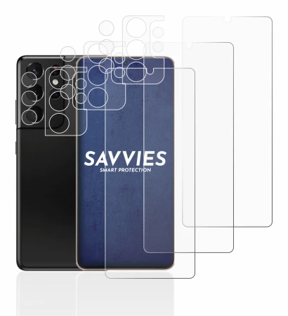 Image de l'appareil Samsung Galaxy S21 Ultra 5G (Avant+Caméra) avec une grande variété de protections d'écran.