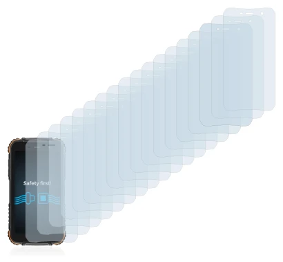 Image de l'appareil Doogee S35T avec une grande variété de protections d'écran.