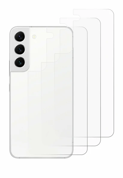 Image de l'appareil Samsung Galaxy S22 5G (Arrière) avec une grande variété de protections d'écran.