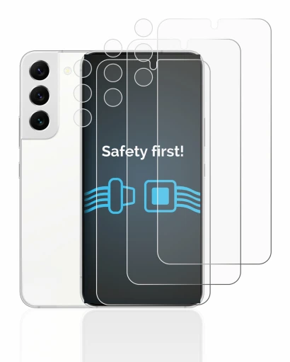 Image de l'appareil Samsung Galaxy S22 5G (Avant+Caméra) avec une grande variété de protections d'écran.
