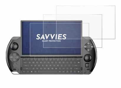 Image de l'appareil GPD Win 4 avec une grande variété de protections d'écran.