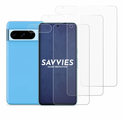 Image de l'appareil Google Pixel 8 Pro (Avant+Caméra) avec une grande variété de protections d'écran.