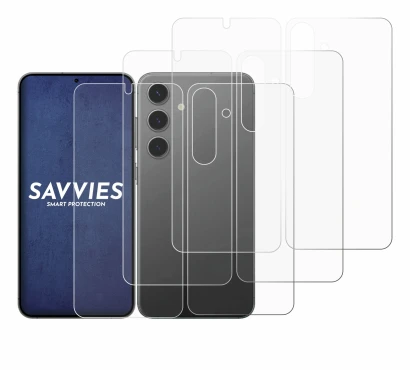 Image de l'appareil Samsung Galaxy S24 (Avant+Arrière) avec une grande variété de protections d'écran.