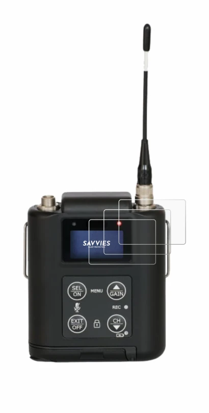 Image de l'appareil Wisycom MTP60 avec une grande variété de protections d'écran.