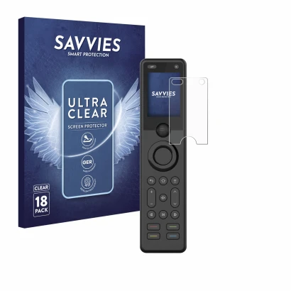 Face avant d’un emballage produit avec le logo de la marque Savvies. À côté, l’appareil Sofabaton X1S est représenté avec la p
