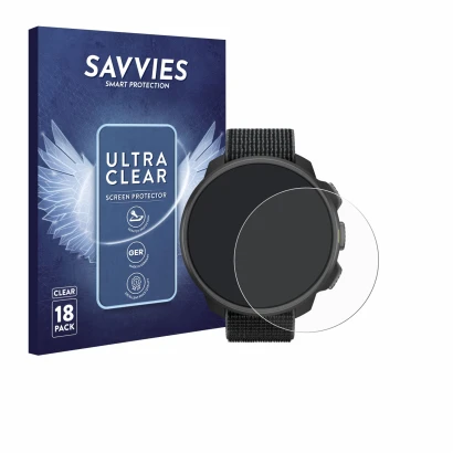 Face avant d’un emballage produit avec le logo de la marque Savvies. À côté, l’appareil Suunto Nautic S est représenté avec la